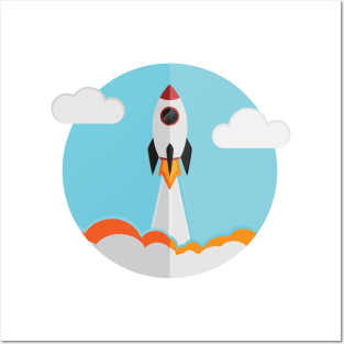 rocket ship launch Posters and Art